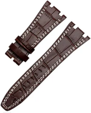 Black 28mm AP Leather Watch Band Strap Fits for Audemars Piguet Royal Oak Offshore