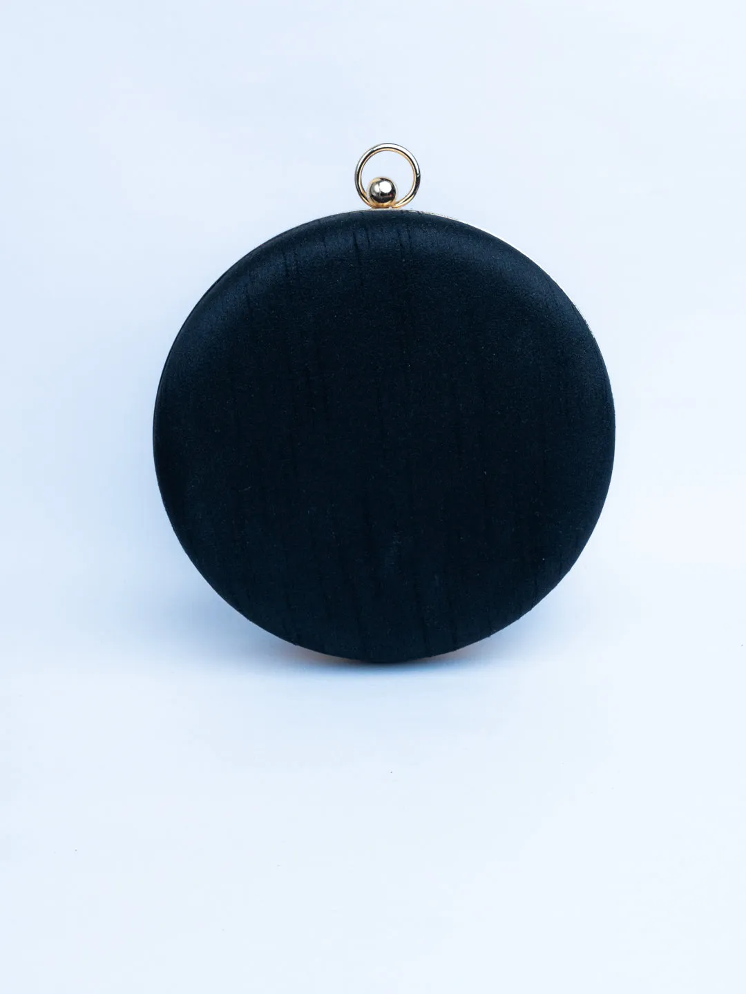 Black & Gold-Toned Embroidered Embellished Box Clutch