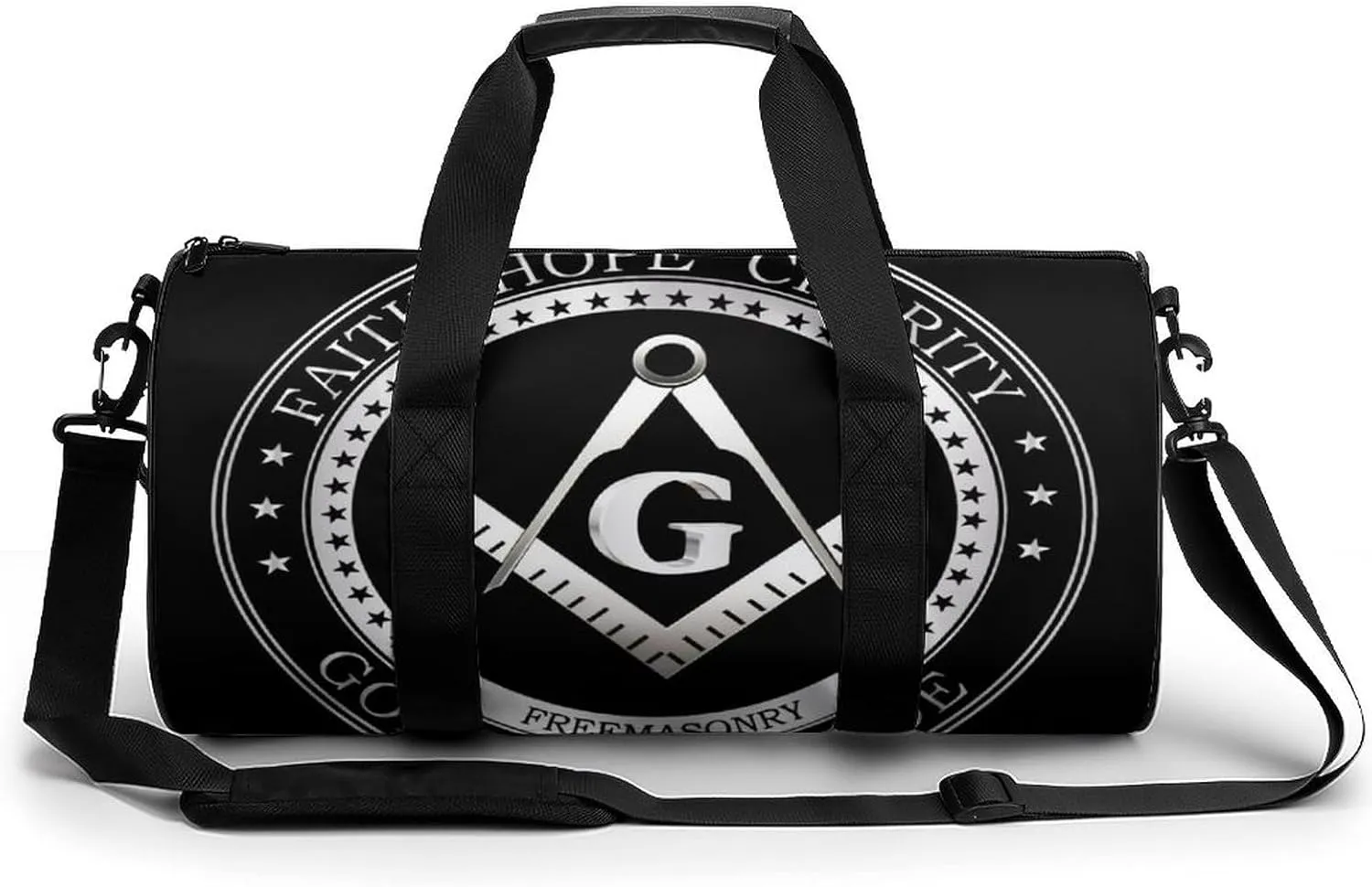 Black And White American Flag Fitness Bag Waterproof And Stain Resistant Suitable for Unisex