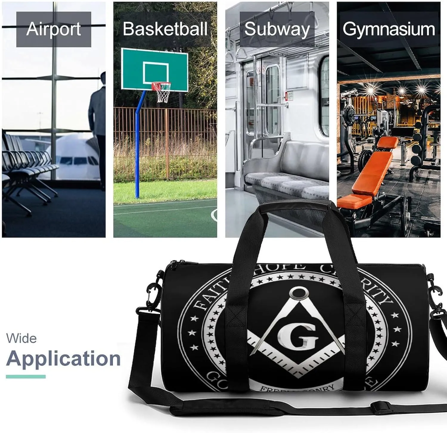 Black And White American Flag Fitness Bag Waterproof And Stain Resistant Suitable for Unisex