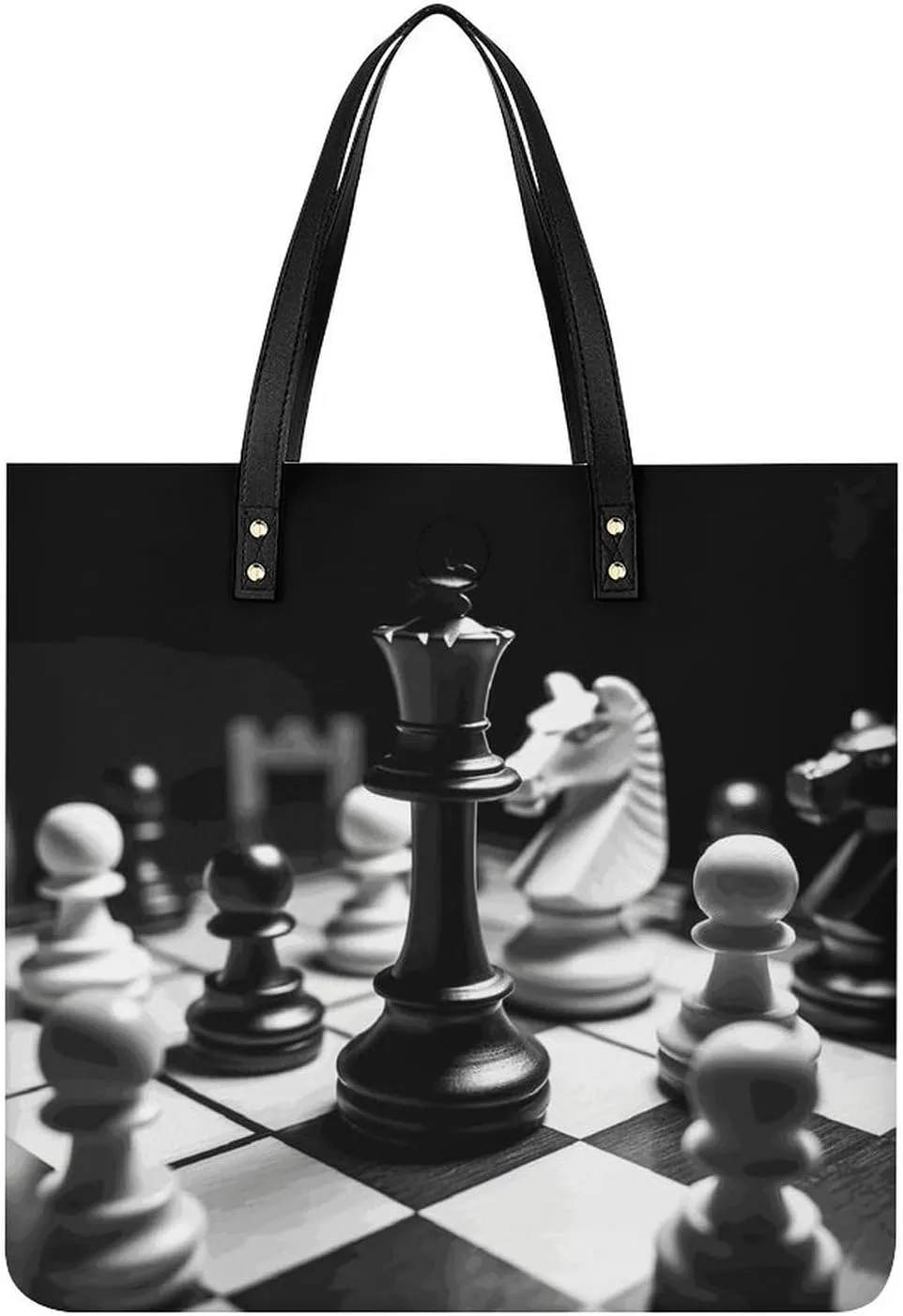Black And White Chess Large Leather Handbags Women Fashion Handbag Multifunctional Travel Bag It Is A Great Gift for Mothers, Teachers, Friends, Bridesmaids