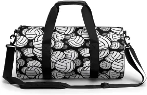 Black And White Volleyball Ball Large Capacity Cylindrical Fitness Bag, Hand-held Fitness Bag