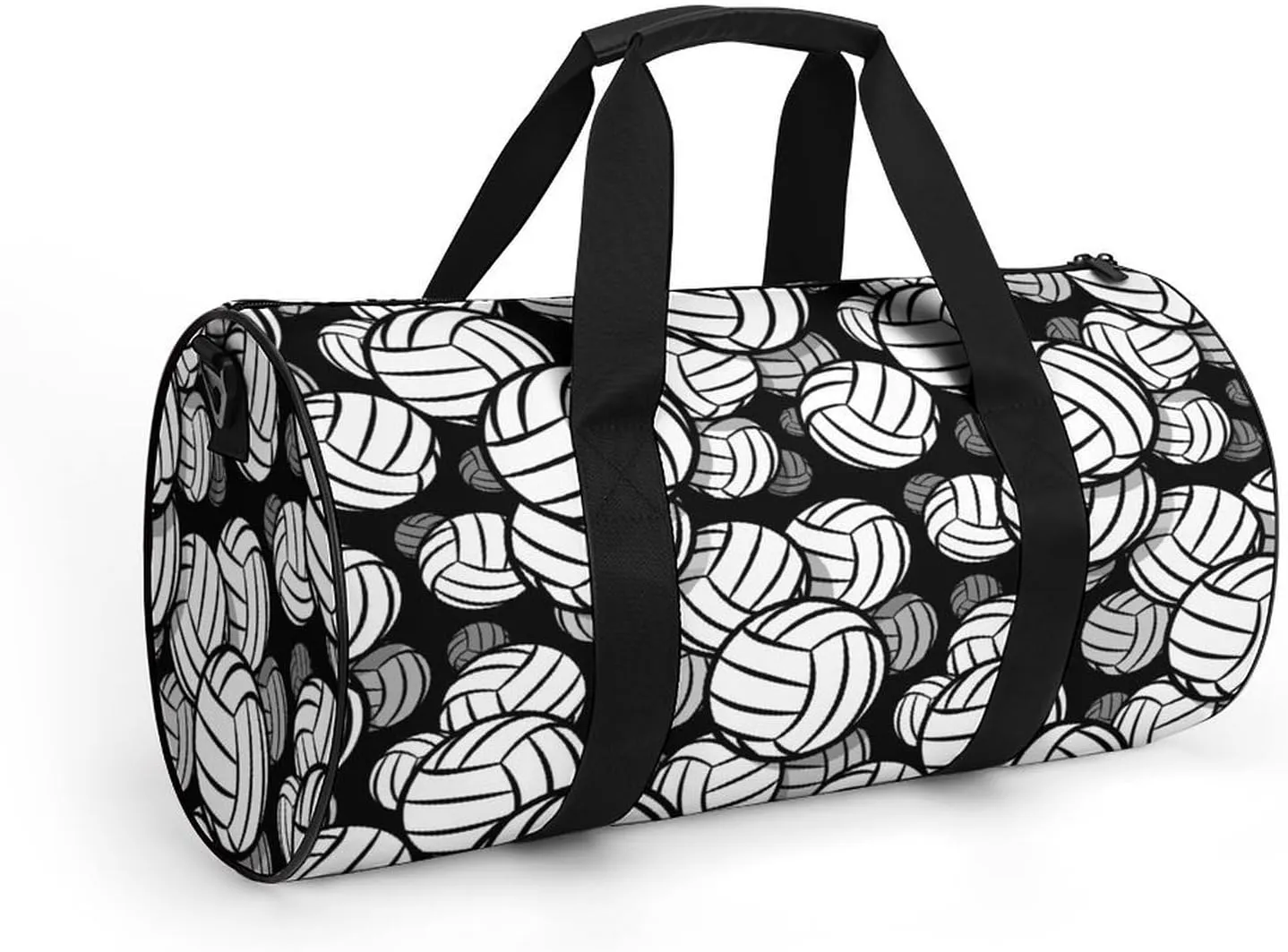 Black And White Volleyball Ball Large Capacity Cylindrical Fitness Bag, Hand-held Fitness Bag