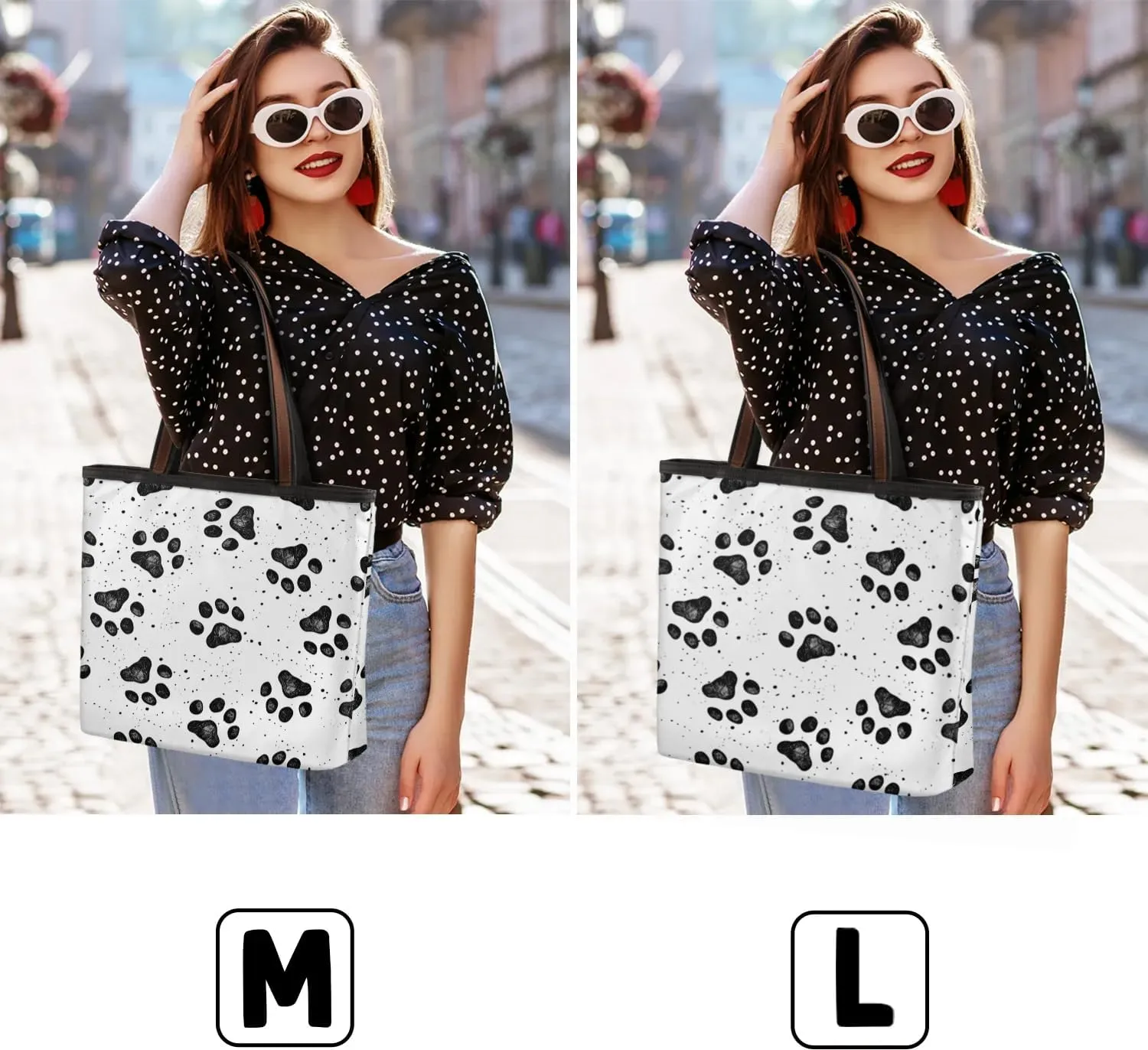 Black Dog Paw Pattern Tote Bag for Women Womens Handbags Tote Bags for Travel Beach Gym