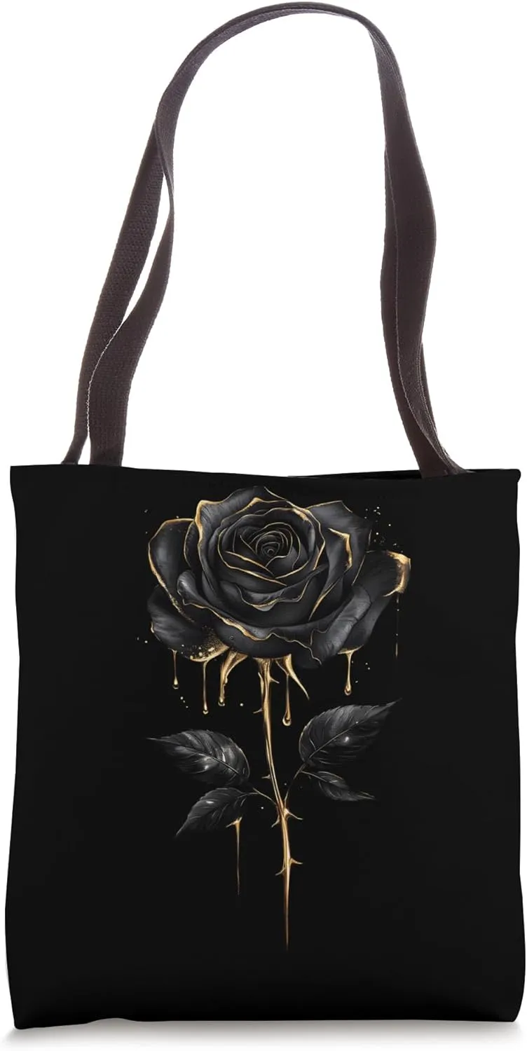 Black Rose Flower Botanist Garden Gardening Flower Rose Tote Bag