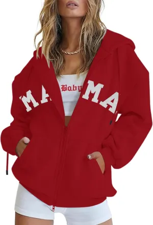 Blingfit Zip Up Hoodies for Women Oversized Y2K Velvet Sweatshirt Long Sleeve 2024 Fashion Hoodie Jacket with Pocket