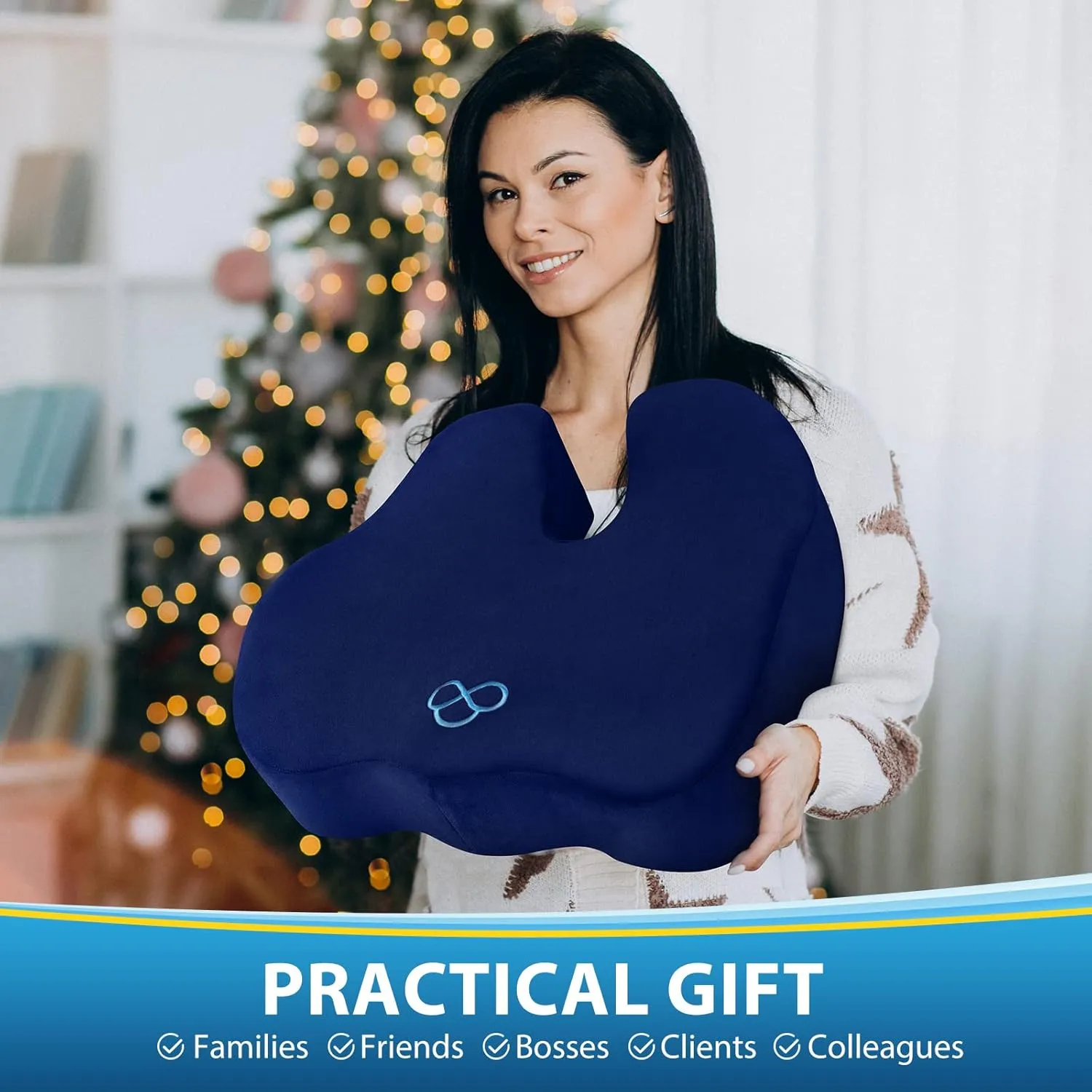 BlissTrends Seat Cushion,Thick Memory Foam Cushions for Office Chair, Car Seat, Airplane, Relieving Pressure Tailbone Sciatica Back Pain for Long Sitting Office Workers, Car Drivers 4.7in Thick Blue