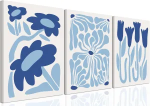 Blue Flower Wall Art Set of 3, Henri Matisse Light Blue Aesthetic Wall Decor, Abstract Gallery Posters Canvas Painting Pictures Prints for Bedroom Living Room Bathroom Framed 12x16 inch
