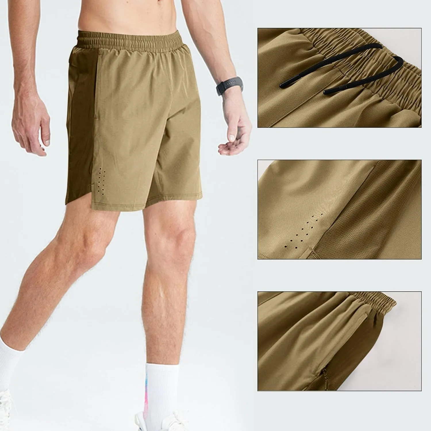 Bodybuilding Shorts for Mens, Mesh Breathable Workout Athletic Gym Shorts Running Stretchy Quick Drying Training Short