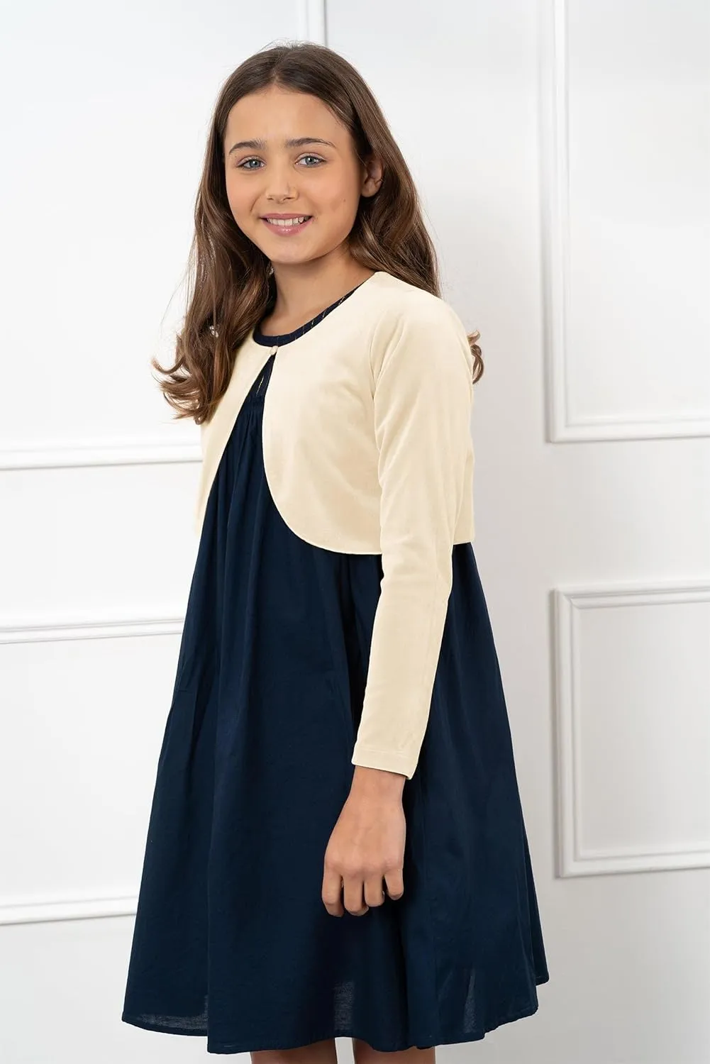 BOLEROSE Girls Long Sleeve Velvet Childrens Kids Sweater Bolero Shrug