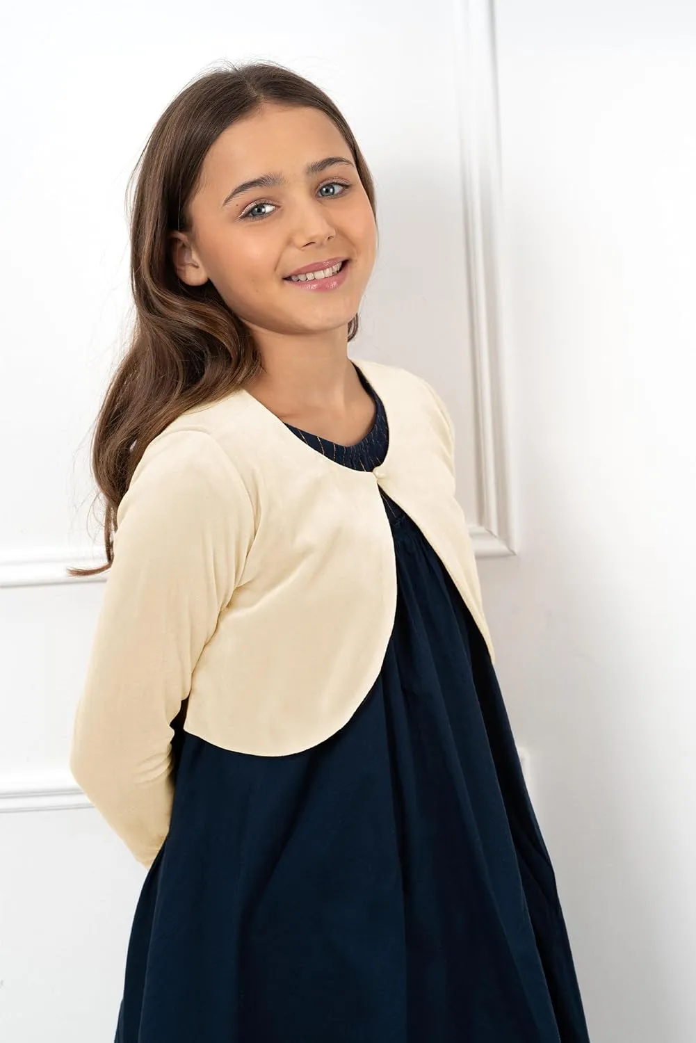 BOLEROSE Girls Long Sleeve Velvet Childrens Kids Sweater Bolero Shrug