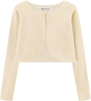 BOLEROSE Girls Long Sleeve Velvet Childrens Kids Sweater Bolero Shrug