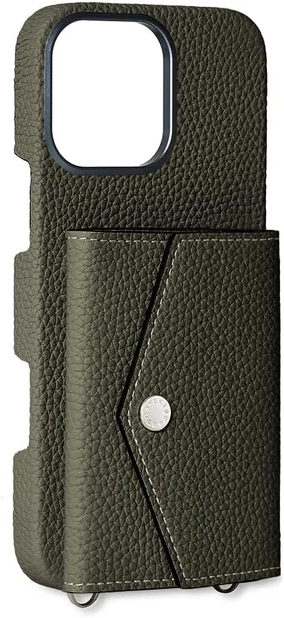 BONAVENTURA】(for iPhone16Pro Max Back Cover Case with snap Button [Olive ] BSNT16PM-OL