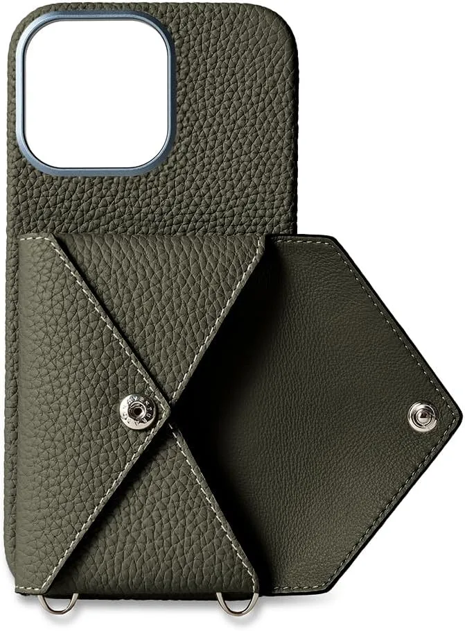 BONAVENTURA】(for iPhone16Pro Max Back Cover Case with snap Button [Olive ] BSNT16PM-OL