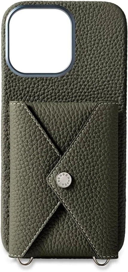 BONAVENTURA】(for iPhone16Pro Max Back Cover Case with snap Button [Olive ] BSNT16PM-OL