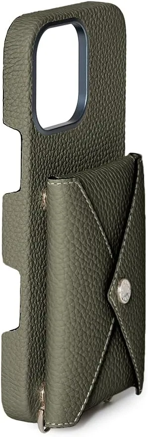 BONAVENTURA】(for iPhone16Pro Max Back Cover Case with snap Button [Olive ] BSNT16PM-OL