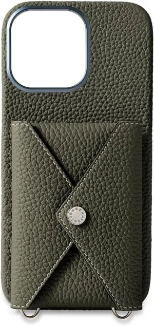 BONAVENTURA】(for iPhone16Pro Max Back Cover Case with snap Button [Olive ] BSNT16PM-OL