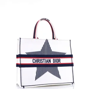 Book Tote Embroidered Canvas Large