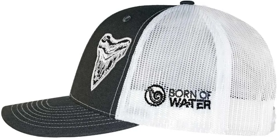 Born of Water Megalodon MEG Tooth Trucker Hat: Scuba Dive | Freediving | Spearfishing
