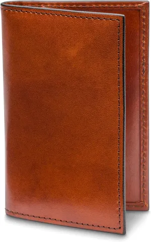Bosca Italia Old Leather Calling Card Case – Minimalist Front Pocket Wallet for Men – 4 Billfold Card Slots Handmade in Italy - Amber