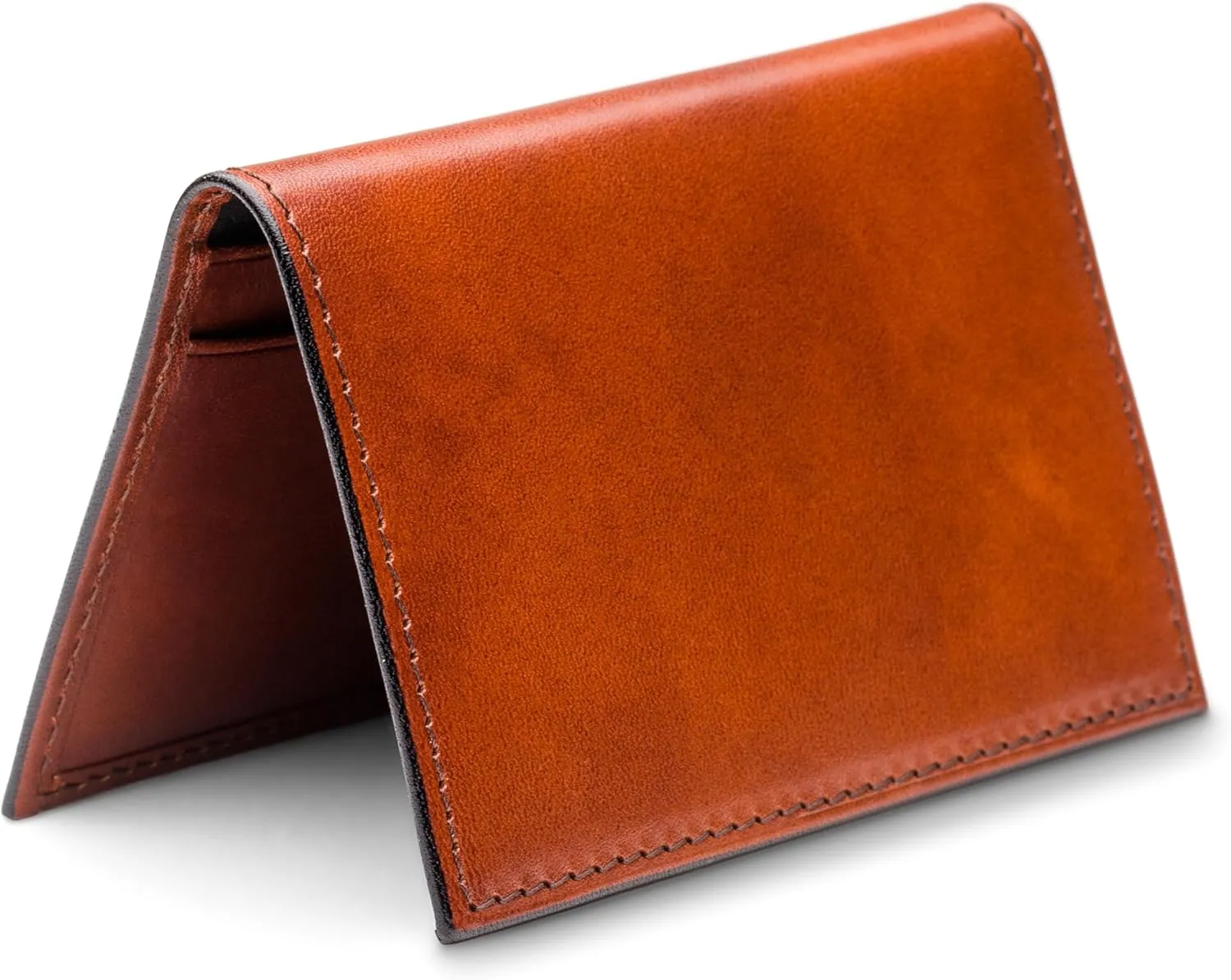 Bosca Italia Old Leather Calling Card Case – Minimalist Front Pocket Wallet for Men – 4 Billfold Card Slots Handmade in Italy - Amber