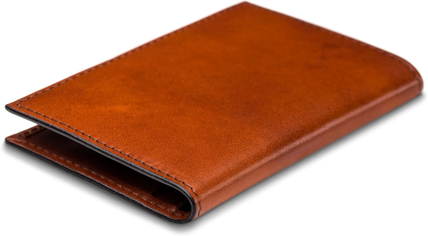 Bosca Italia Old Leather Calling Card Case – Minimalist Front Pocket Wallet for Men – 4 Billfold Card Slots Handmade in Italy - Amber