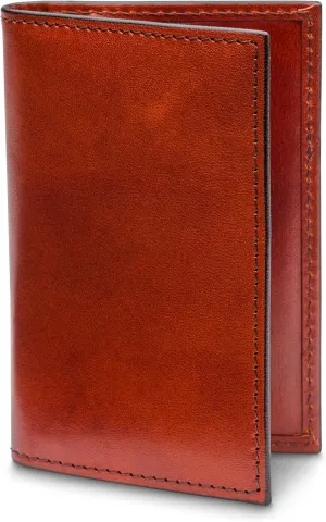 Bosca Italia Old Leather Calling Card Case – Minimalist Front Pocket Wallet for Men – 4 Billfold Card Slots Handmade in Italy - Cognac