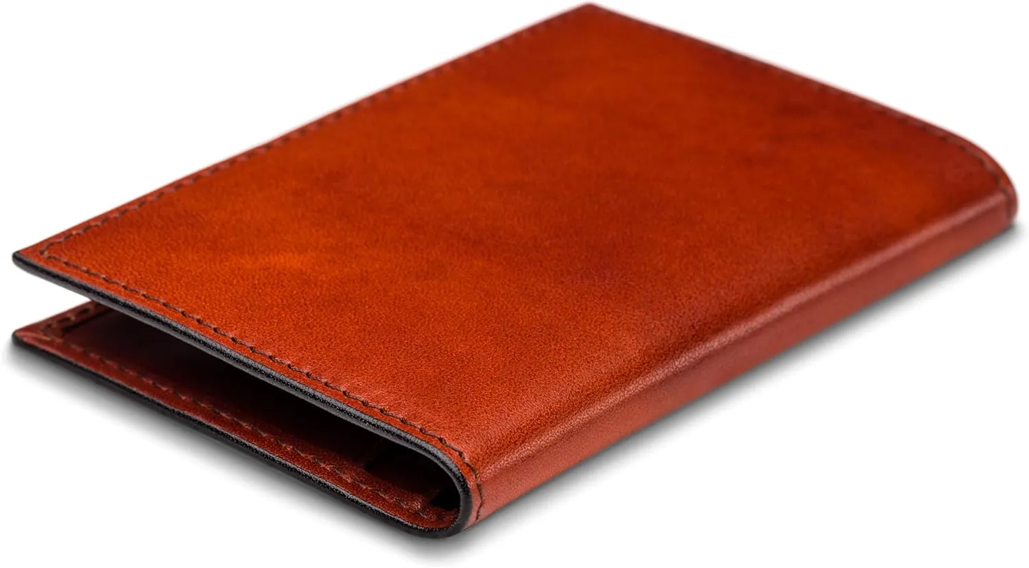 Bosca Italia Old Leather Calling Card Case – Minimalist Front Pocket Wallet for Men – 4 Billfold Card Slots Handmade in Italy - Cognac