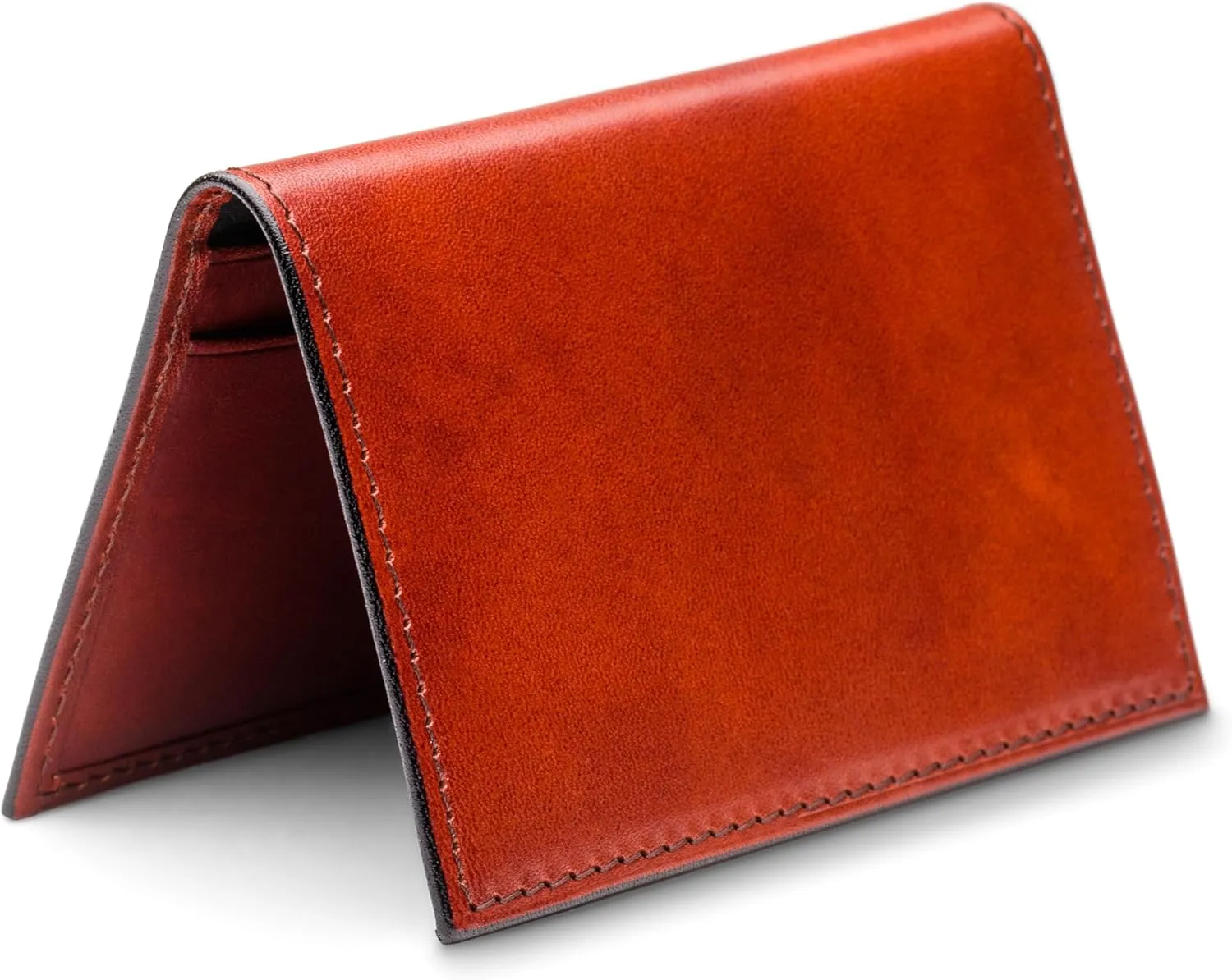 Bosca Italia Old Leather Calling Card Case – Minimalist Front Pocket Wallet for Men – 4 Billfold Card Slots Handmade in Italy - Cognac