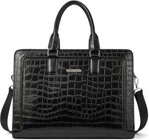 BOSTANTEN Women Genuine Leather Briefcase Tote Business Vintage Handbag 15.6" Laptop Shoulder Bag Brown