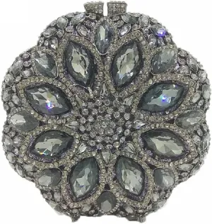 Boutique De FGG Elegant Round Crystal Clutch Evening Bags for Women Formal Party Handbags Bridal Wedding Purse