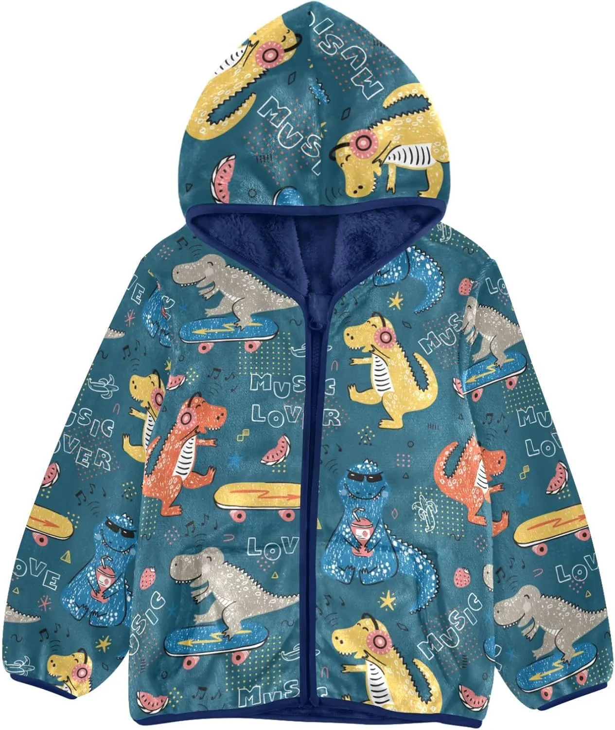 Boys Fleece Jacket Hooded Autumn Winter Long Sleeve Thick Warm Outerwear;3-10 Years Kids Cute Fuzzy Jacket