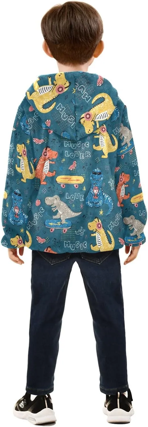 Boys Fleece Jacket Hooded Autumn Winter Long Sleeve Thick Warm Outerwear;3-10 Years Kids Cute Fuzzy Jacket