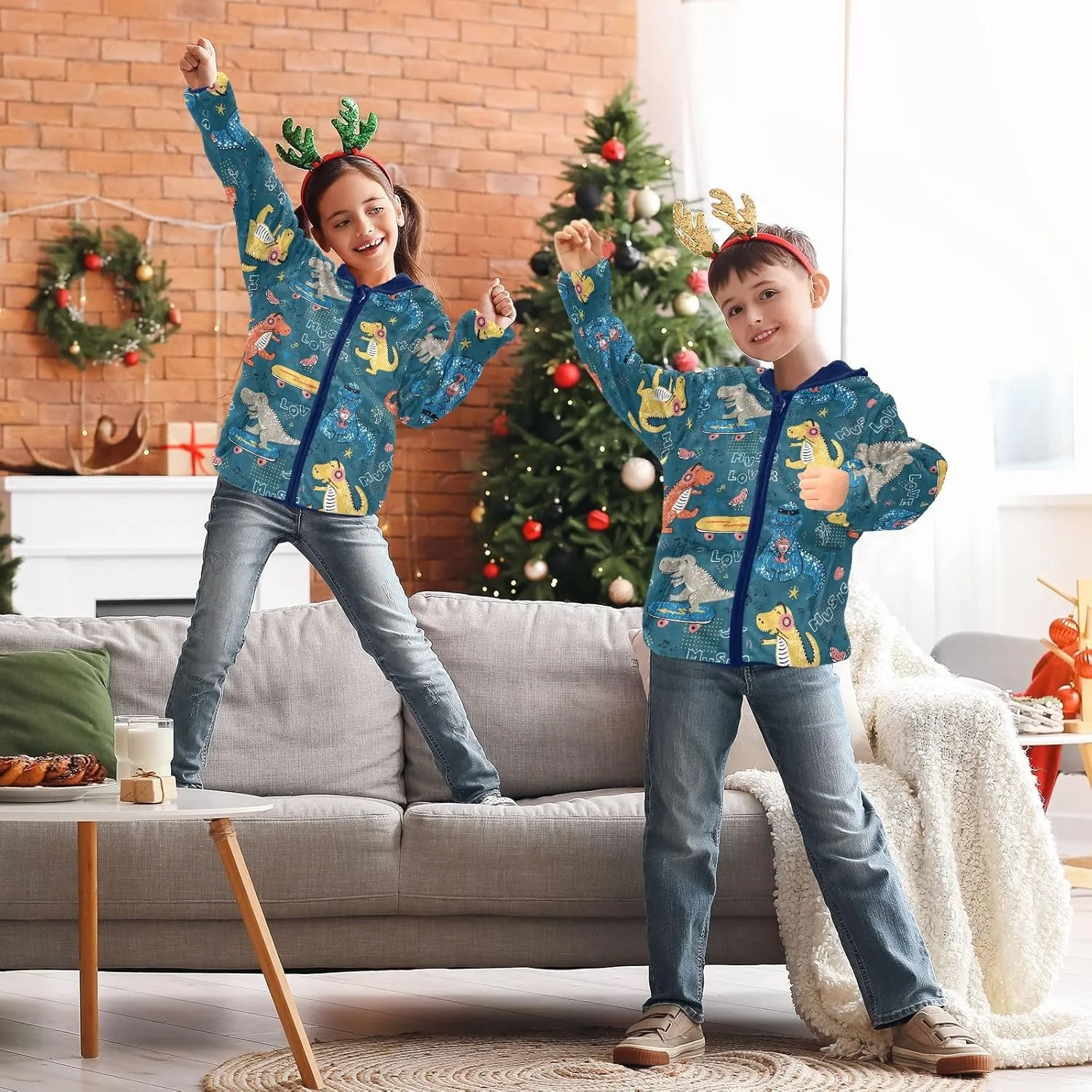 Boys Fleece Jacket Hooded Autumn Winter Long Sleeve Thick Warm Outerwear;3-10 Years Kids Cute Fuzzy Jacket