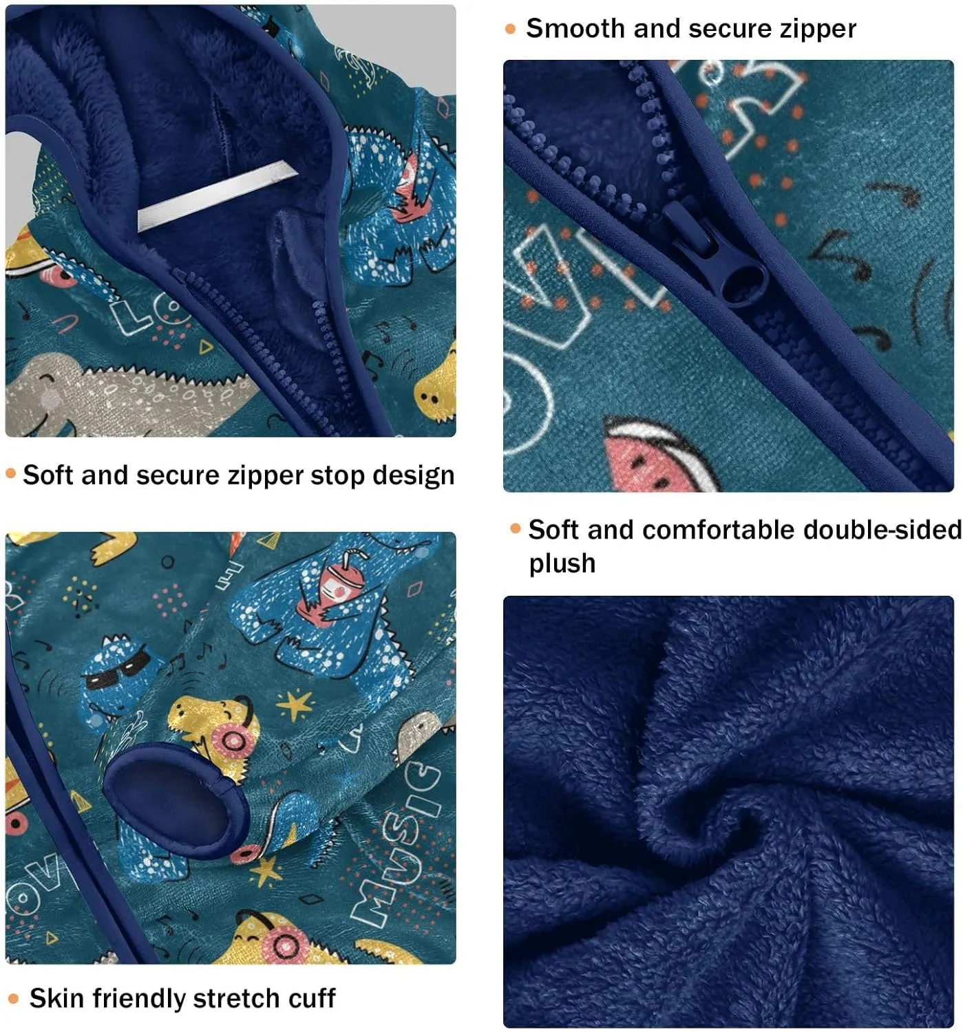 Boys Fleece Jacket Hooded Autumn Winter Long Sleeve Thick Warm Outerwear;3-10 Years Kids Cute Fuzzy Jacket