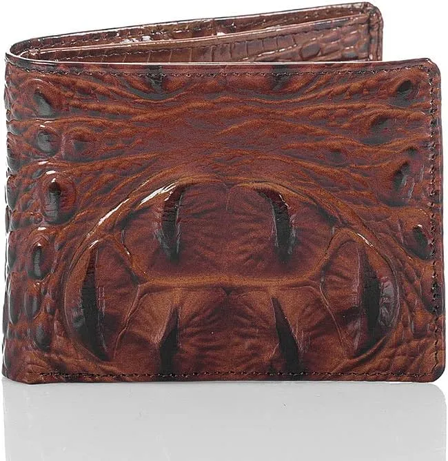 BRAHMIN Brown Men's Modern Minimalist RFID Protected Genuine Leather Bi-Fold Wallet with 8 Credit Card Slots and Bill Divider