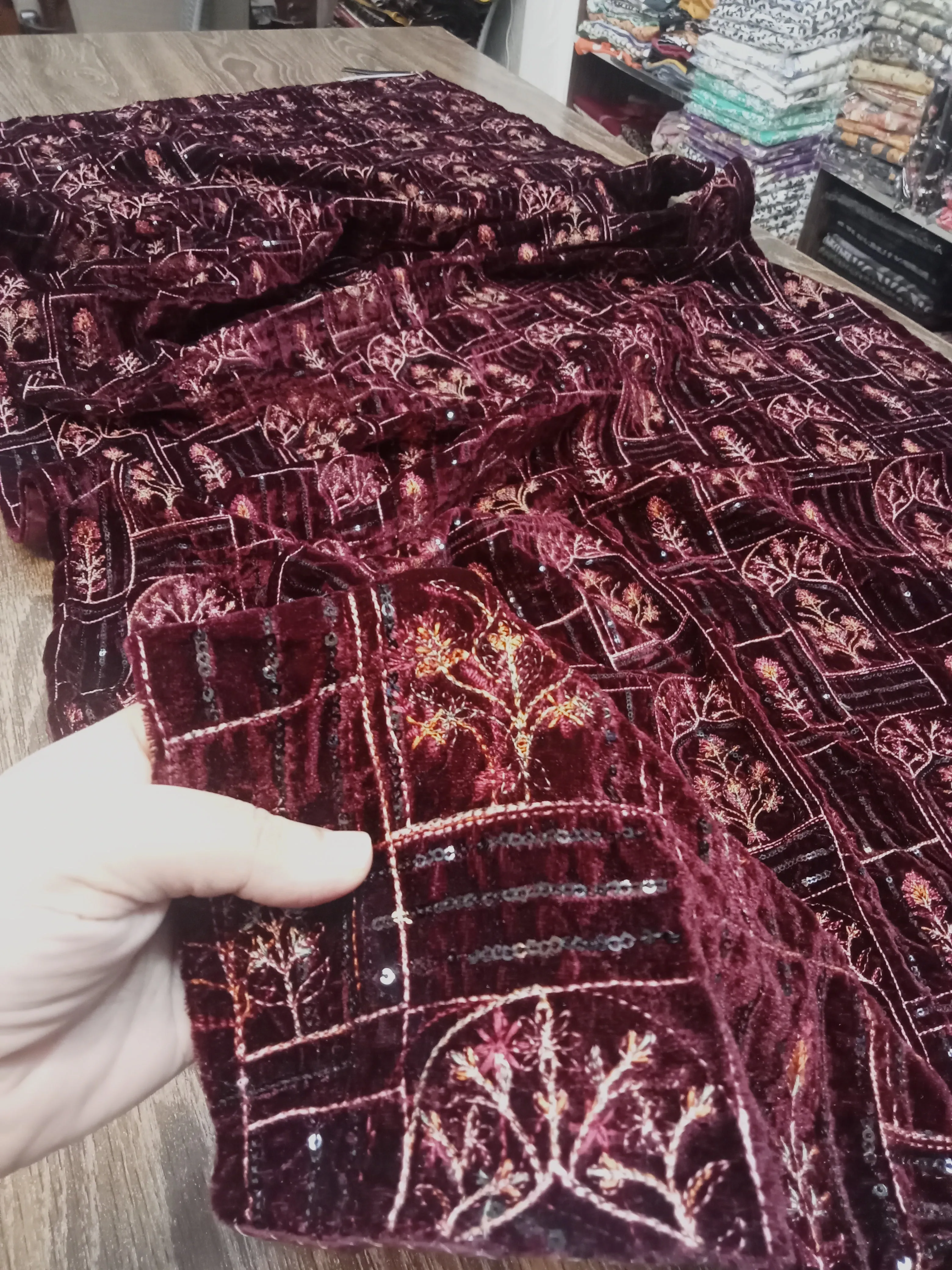 Breeze velvet embroidered shawls