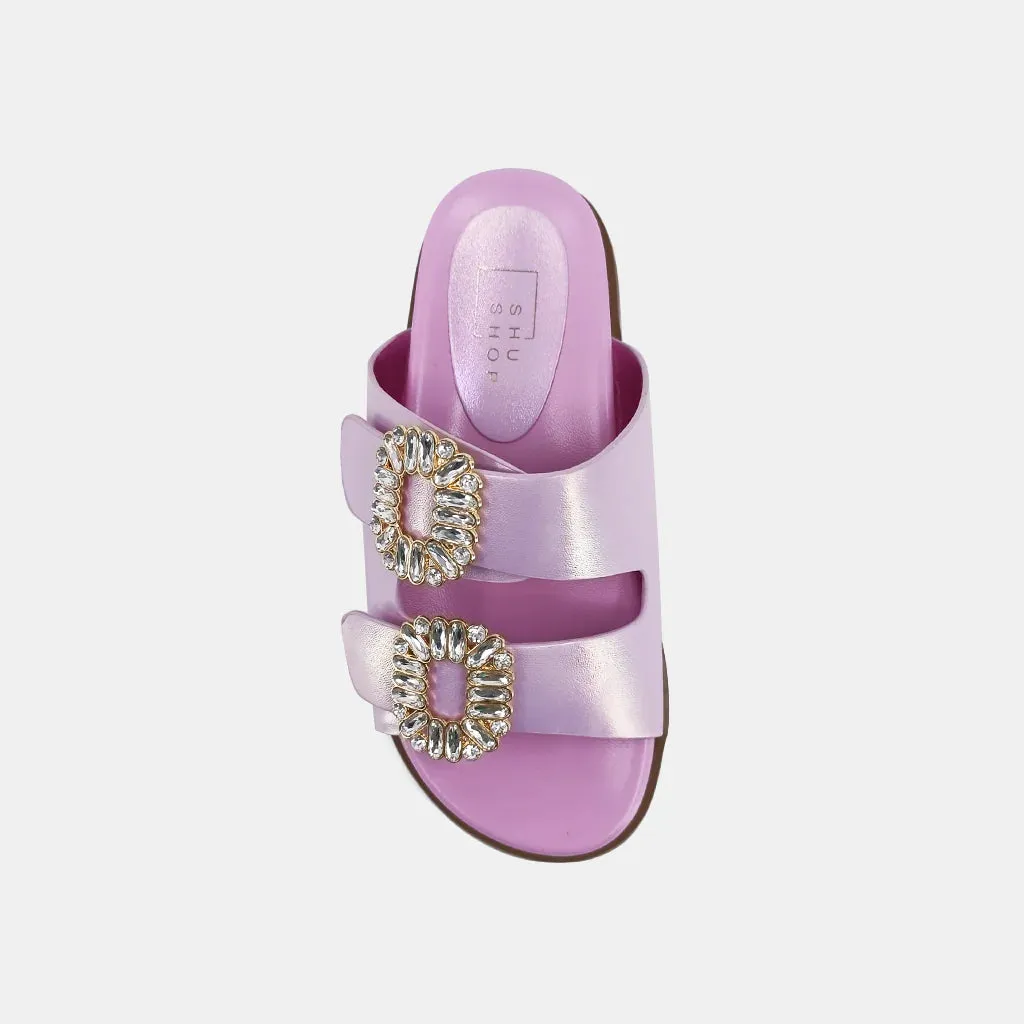 Bridget Kids Metallic Pink Slip On Sandal