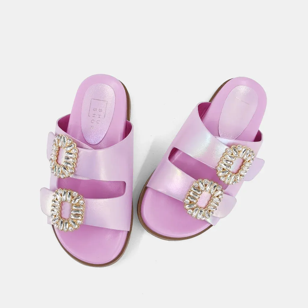 Bridget Kids Metallic Pink Slip On Sandal