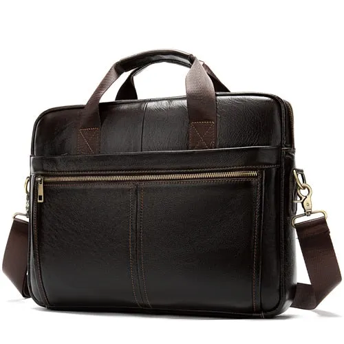 Briefcase messenger bag men's genuine leather