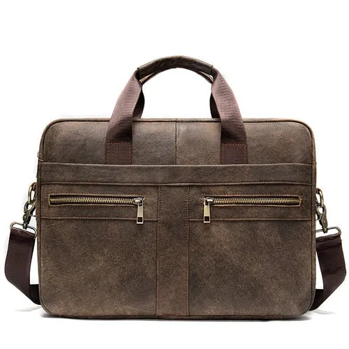Briefcase messenger bag men's genuine leather