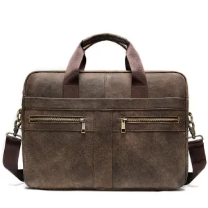 Briefcase messenger bag men's genuine leather