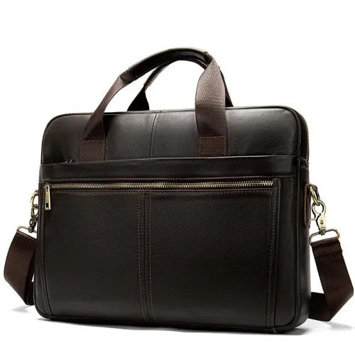 Briefcase messenger bag men's genuine leather