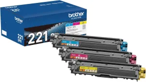 Brother Genuine Standard-Yield Toner Cartridge Three Pack TN221 3PK -Includes one Cartridge Each of Cyan, Magenta & Yellow Toner, Standard Yield (TN2213PK), Cyan, Magenta, Yellow