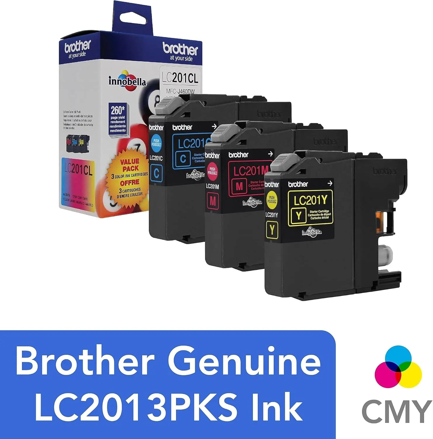 Brother LC2013PKS C/M/Y - (Pack of 3) Ink, Multi, LC2013PKS C/M/Y