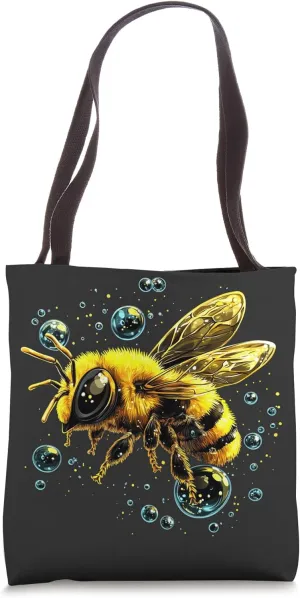 Bumble Bee Flying With Bubbles Art Bees Tote Bag