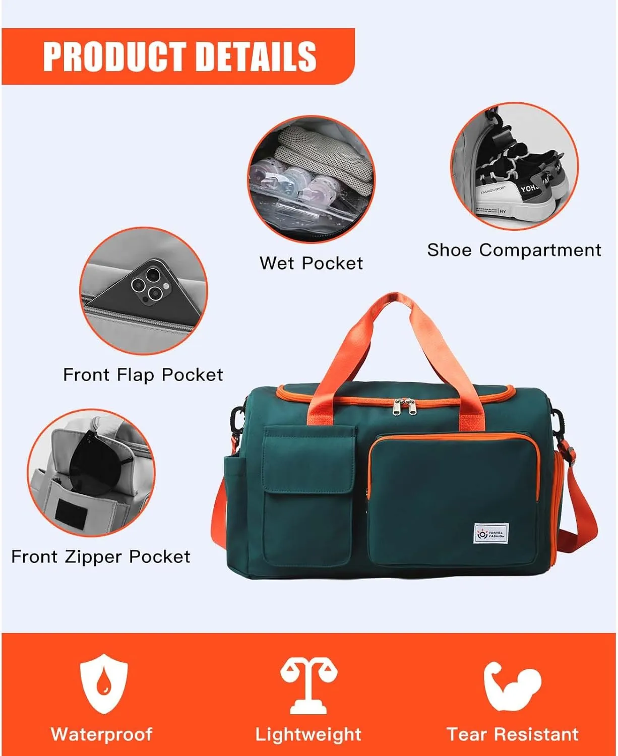 BUQINGTING Gym Bag for Men Women with Shoe Compartment, Cute Travel Duffle Bag for Women, Weekender Overnight Bag, Carry on Tote Bag Sport Duffel bag for Dance, Swim