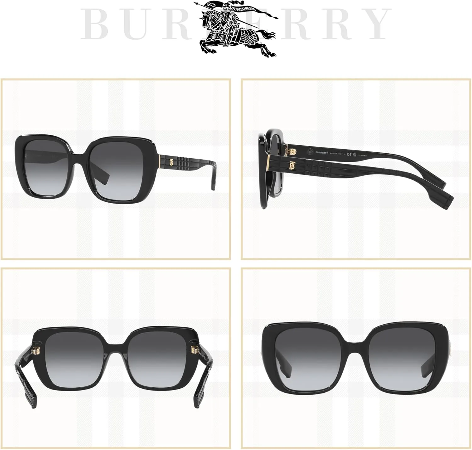 BURBERRY Helena BE4371 Square Sunglasses for Women   BUNDLE With Designer iWear Complimentary Eyewear Kit