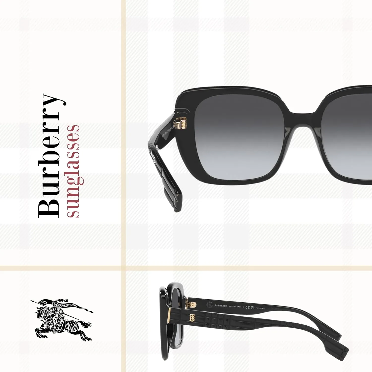 BURBERRY Helena BE4371 Square Sunglasses for Women   BUNDLE With Designer iWear Complimentary Eyewear Kit