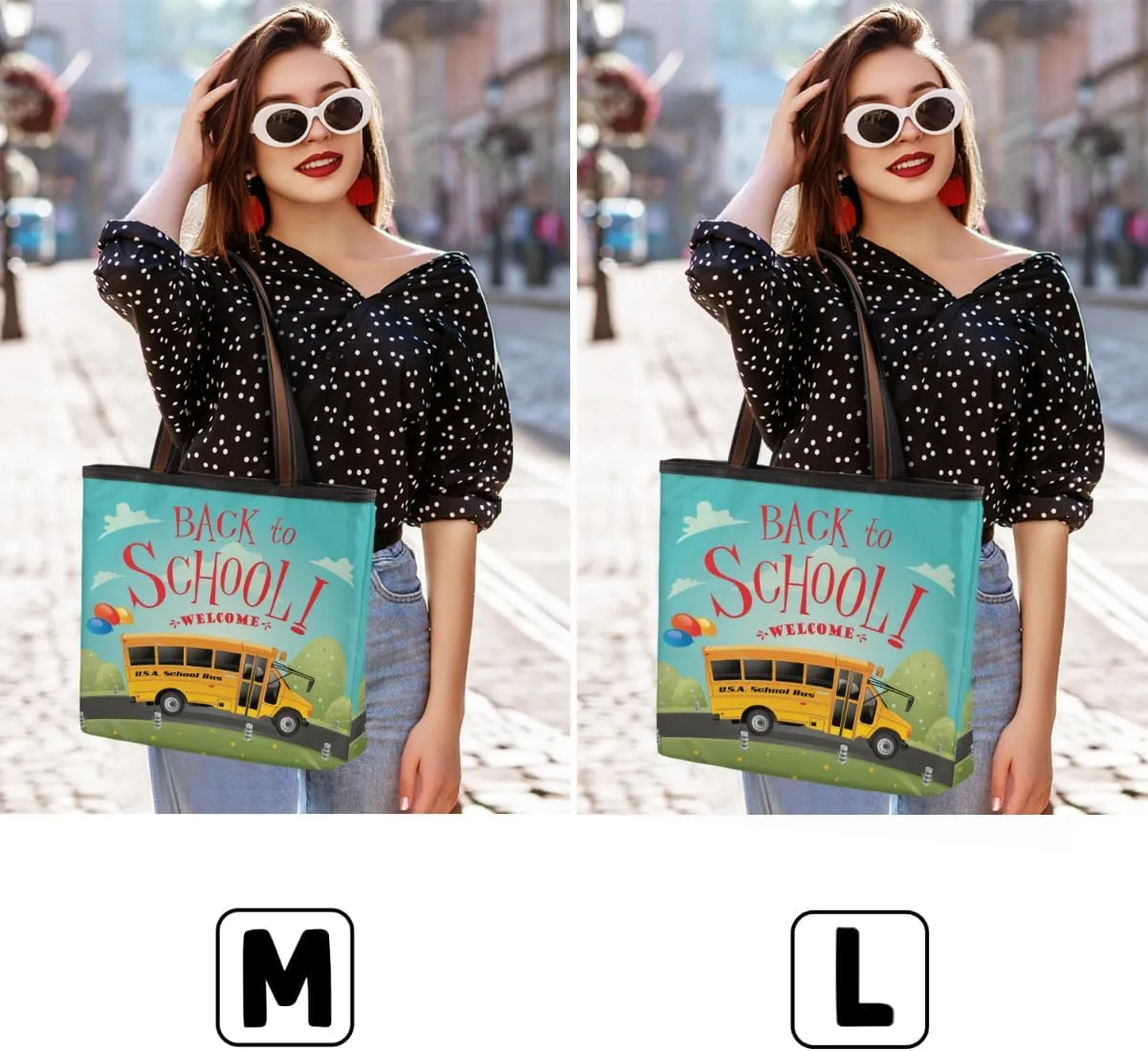 Bus Welcome School Tote Bag Tote Purse for Women with Zipper Womens Handbags for Work Travel